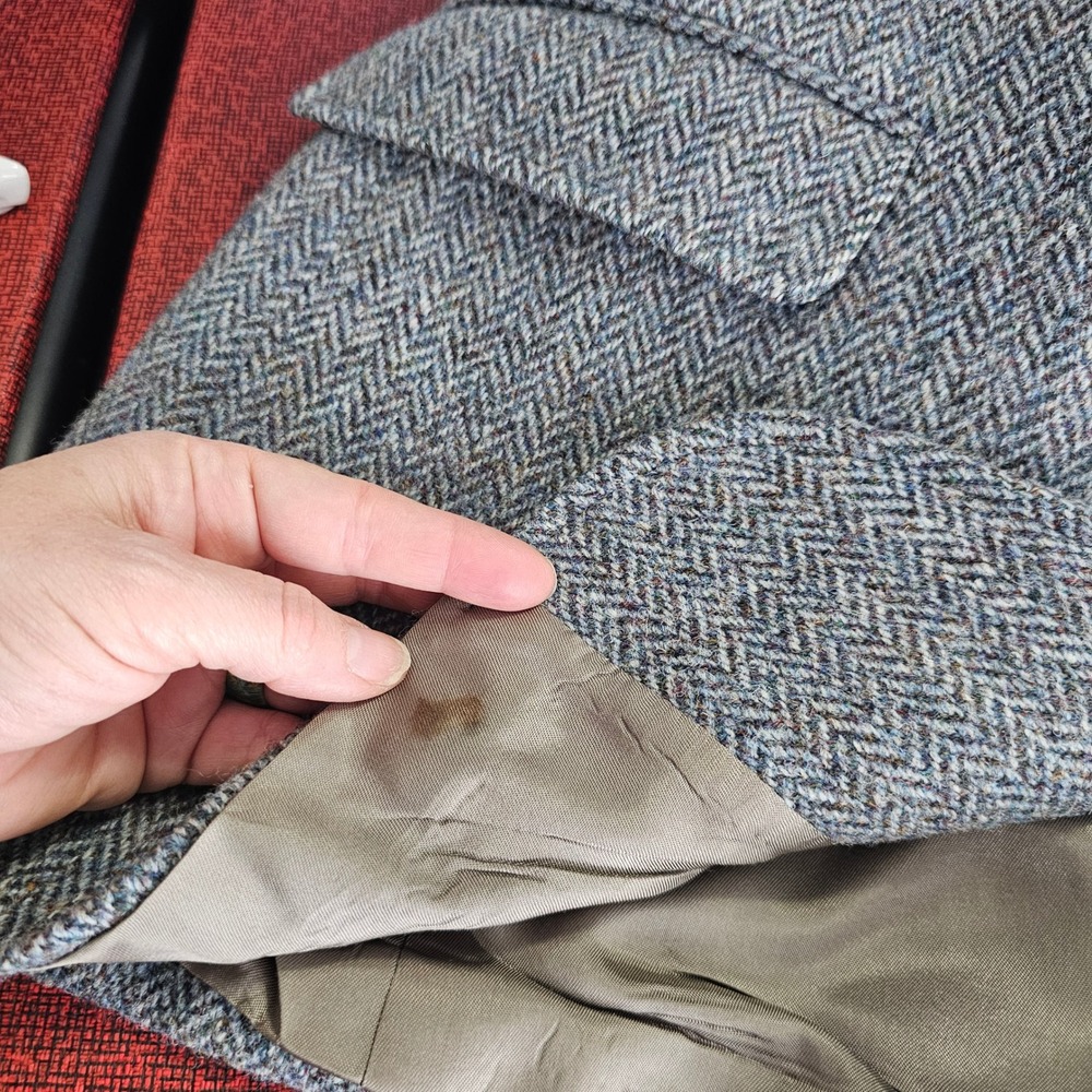 Vintage Orvis Harris Tweed Scottish Wool Blazer 44R Herringbone Sport Coat USA - Picture 12 of 16